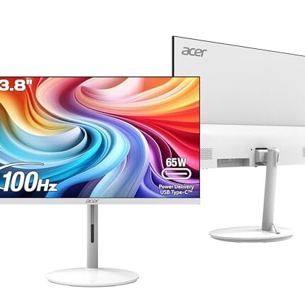 Acer SH242Y E 23.8 Inch Full HD IPS Ultra Slim (7.2mm) Backlit LED LCD Monitor I 100Hz I 1 MS VRB I Ergo Adjustable Stand I AMD Free Sync I 1xHDMI 1xType-C PD 65W I Stereo Speakers I Eye Care I White