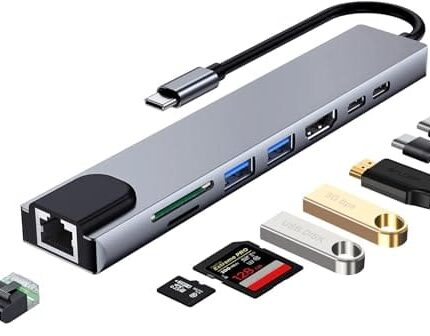 SCALEBEE USB C HUB, 8 in 1 USB C Adapter with 4K HDMI, 100W PD, USB C Port, USB 3.0, RJ45 Ethernet, SD/TF Card Reader, Docking Station Compatible with MacBook Pro/Air Laptops and Other Type C Devices