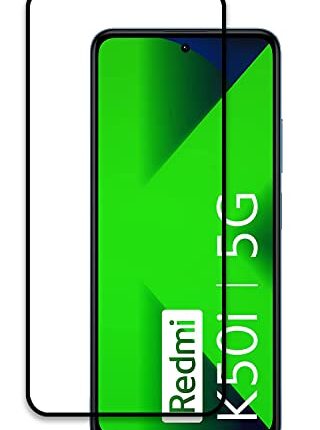 Tough Lee Tempered Glass Screen Guard Protector for Redmi K50i 5G (Black) Edge to Edge Full Screen Coverage with Easy Installation Kit; Pack of 1