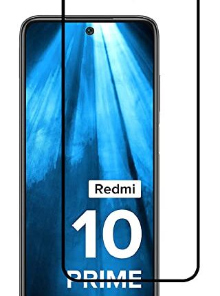 Tough Lee Tempered Glass Screen Guard Protector for Mi Redmi 10 Prime/Redmi 10 Prime 2022 / Redmi Note 10T 5G (Black) Edge to Edge Full Screen Coverage with Easy Installation Kit; Pack of 1