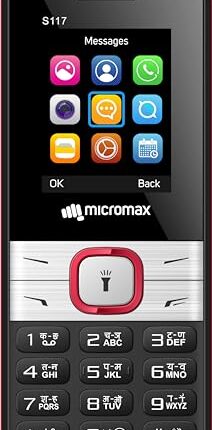 Micromax S117, Dual Sim Keypad with Long Lasting Battery & Dedicated Notification Ring, Wireless FM with Auto Call Recording, Camera| Black & Red