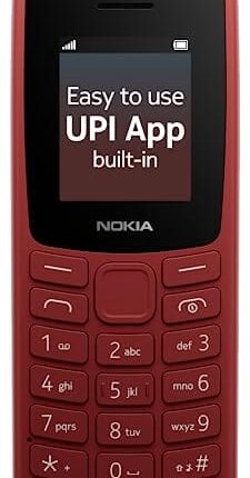 Nokia All-New 105 Single Sim Keypad Phone with Built-in UPI Payments, Long-Lasting Battery, Wireless FM Radio | Red