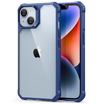ESR for iPhone 13/14 Cover,Military-Grade Drop Protection, Shockproof Air-Guard Corners, TPU Phone Cover, Anti-Yellowing, Air Armor Scratch Resistant, Hard Acrylic Back Case, Clear Blue