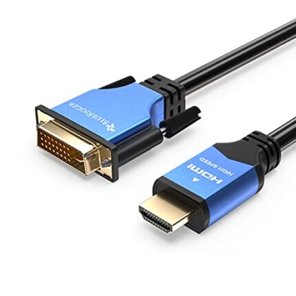 BlueRigger HDMI to DVI Cable (6FT, High-Speed, Bi-Directional Adapter Male to Male, DVI-D 24+1, 1080p, Aluminum Shell) - Compatible with Raspberry Pi, Roku, Xbox One, PS5/PS4/PS3, Graphics Card
