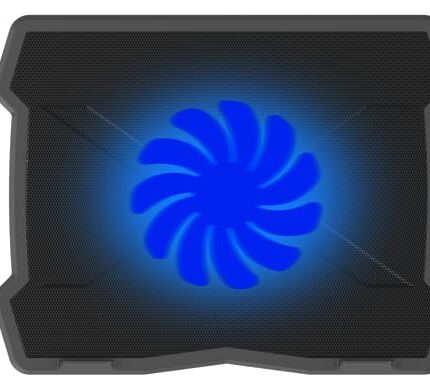 Geonix GXCLPB01 Laptop Cooling Stand with 125mm Fan, Silent Operation, LED Light, Supports up to 15.6 inch Laptops and Retractable Stand, 1 Year Warranty.