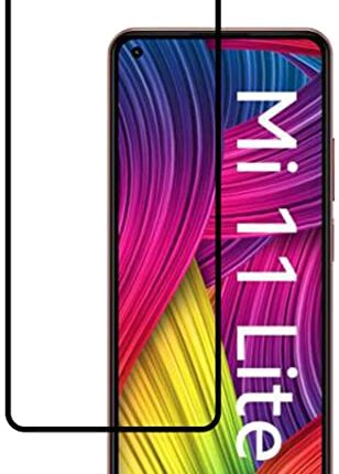 Tough Lee Tempered Glass Screen Guard Protector for Mi Xiaomi 11 Lite NE 5G / Mi 11 Lite (Black) Edge to Edge Full Screen Coverage with Easy Installation Kit; Pack of 1