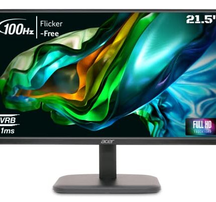 Acer EK220Q 21.5 Inch (54.61 cm) Full HD (1920x1080) Pixels VA Panel LCD Monitor with LED Back Light I 1 MS VRB, 100Hz Refresh I 250 Nits I HDMI & VGA Ports with HDMI Cable I Eye Care Features (Black)