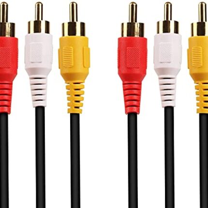 KEBILSHOP 3 RCA Male to Male 3 RCA Audio Video AV Cable. Suitable for TV LC LED Home Theater Laptop PC DVD .Black,1 Pc Pack. (1.5 Meter)