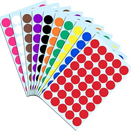 True-Ally 2000 Piece Mix Color 1 Inch/25mm Round Dot Sticker Self Adhesive Labels Writable Surface for Kids Activity, File Classification, Calendar Planner (Mix Color)