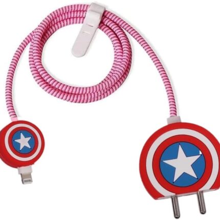 EDNITA Cable Protector with 3D Cute Pattern for iPhone Charger only 18W & 20W-Data Line Wire Saver Charging Cable Charger Protective Cable Full Protection Set of - 1 (Marvel)