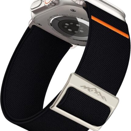 MOROFY Sport Stretchy Nylon Band for Apple Watch Ultra 2 Band/Apple Watch Ultra Band 49mm, Series 9|8|7|6|5|4|3|2|1|SE 49|45|44|42mm Solo Loop Wide Replacement Strap Men - Black