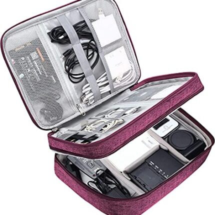 House of Quirk Electronics Accessories Organizer Bag, Universal Carry Travel Gadget Bag for Cables, Plug and More, Perfect Size Fits for Pad Phone Charger Hard Disk - Dark Blue, polyester, pack of 1