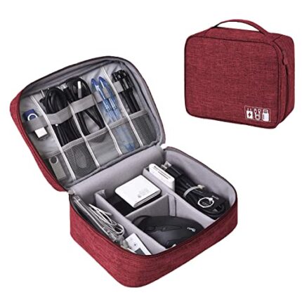 Seagull Flight of Fashion 2 Layer Gadget Organizer Case,Electronic Accessories Bag,Tech Organizer Pouch for Hard Disk,Pen Drive for Home&Travel-24 X 18 X 10 Cm-Wine Red-Model 1
