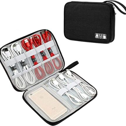 Seagull flight of fashion Nylon Single Layer Electronic Gadget Organizer Portable Case, Tech Kit Accessories Organizer Bag With Mobile Stand - 25 X 19 X 2 Cm - Black - Model 1