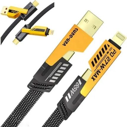 DECRONICS USB Type C Cable 1.2 m Super-Fast Charging Cable | 65W 480 Mbps 4-in-1 USB A/Type C Braided Cable