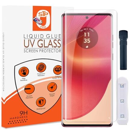 STP FEEL Advanced Uv Tempered Glass Screen Protector Guard For Motorola Moto Edge 50 Fusion 5G / Moto G85 5G Cellphone (6.7 Inch) Full Adhesive Uv Curved Case Friendly Hd Clarity,Pack Of 1