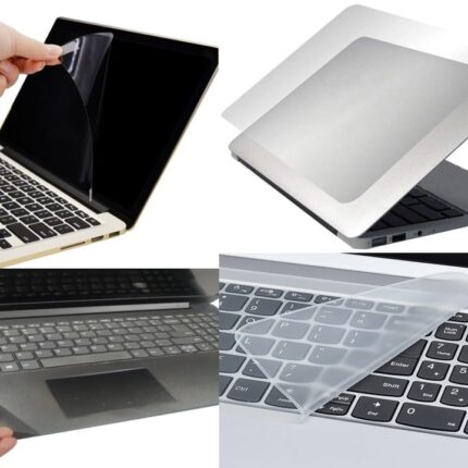 Anjo Silicone 14 Inch 4 In 1 Combo Laptop Screen Protector, Key-Guard & Body Lamination (Transparent).