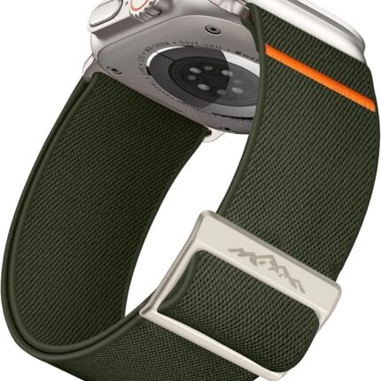 MOROFY Sport Stretchy Nylon Band for Apple Watch Ultra 2 Band/Apple Watch Ultra Band 49mm, Series 9|8|7|6|5|4|3|2|1|SE 49|45|44|42mm Solo Loop Wide Replacement Strap Men - Army Green