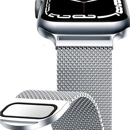 INEFABLE 42mm 44mm 45mm 49mm SmartWatch Band Strap Stainless Steel with Magnetic Wristband Strap for Apple Watch Series I Watch Ultra/8/7/6/5/4/3/2/1/Se - Pack of 1 - Silver