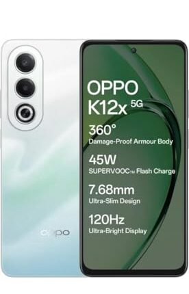 Oppo K12x 5G with 45W SUPERVOOC Charger in-The-Box (Breeze Blue, 128 GB) (6 GB RAM)