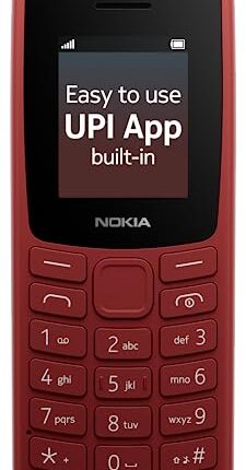 Nokia All-New 105 Single Sim Keypad Phone with Built-in UPI Payments, Long-Lasting Battery, Wireless FM Radio | Red