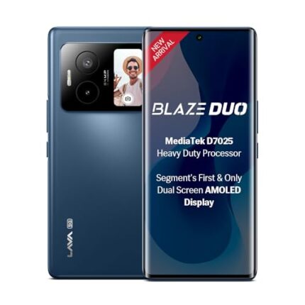 Lava Blaze Duo 5G (Celestial Blue, 8GB RAM, 128GB Storage) |Segment's First Secondary Screen|120 Hz Curved Amoled Display | 64 MP Camera (Sony Sensor) | MediaTek Dimensity 7025 Processor