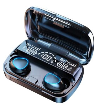 {2022 NEW UPDATE} Attrrix® True Wireless Earbuds with Power Bank Charge your phone, Upto 220 Hours Total playback (Charging case backup) time M10 Bluetooth 5.1 Earbuds in-Ear TWS Stereo Headphones with Smart LED Display Charging Case, Waterproof Built-in Mic for Sports Work - Black